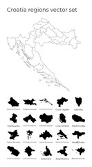 Croatia map with shapes of regions. Blank vector map of the Country with regions. Borders of the country for your infographic. Vector illustration.