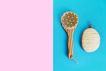 body massage brush and loofah washcloth for shower