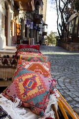 National carpets with Caucasian patterns are for sale in the old town