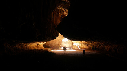 Dark Cave system with underground river in Tunnel Creek National Park in the Kimberley region of...