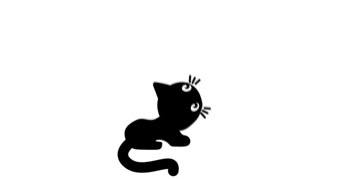 black cats, cute kitten silhouette.