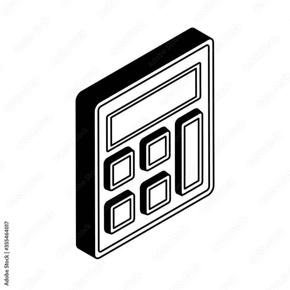 Poster isolated calculator isometric line style icon vector design
