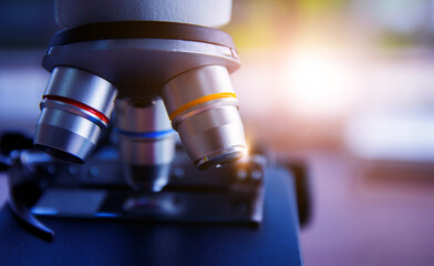microscope in laboratory medicine science test, microbiology health medical equipment,technology biology research scientific experiment or analysis chemistry chemical