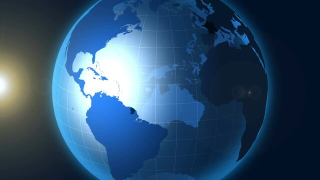 French Guiana. Zooming into French Guiana on the globe.