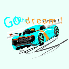 Racing sport car model vector character illustration