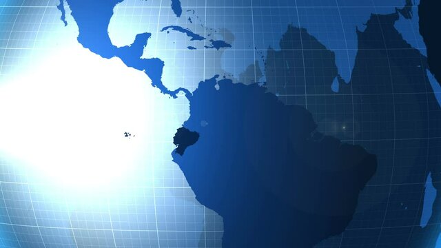 Ecuador. Zooming into Ecuador on the globe.