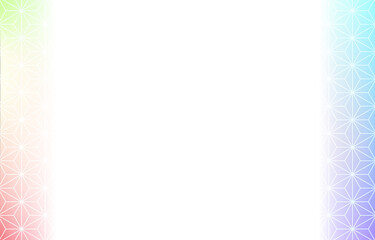 背景素材：淡い虹色グラデーションと和柄パターンのイラスト