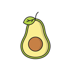 Avocado fruit with leaf vector icon symbol isolated on white background