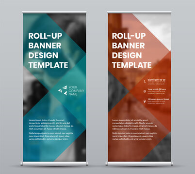 Template roll up banner with geometric design for presentation, print and media advertising.