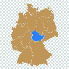 Germany map. designated area Thuringia