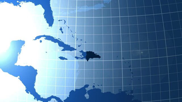Dominican. Zooming into Dominican on the globe.