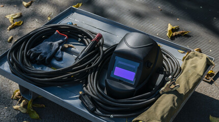Mask and accessories for arc welding.