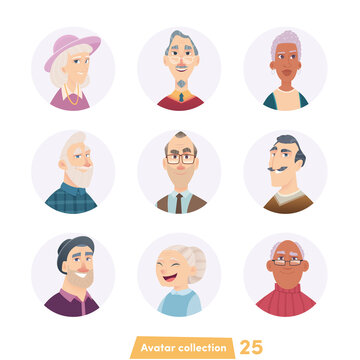 Cheerful young people avatar collection. User faces. Trendy modern style. Flat Cartoon Character design.