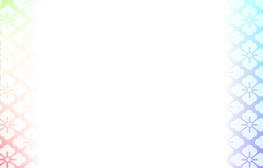 背景素材：淡い虹色グラデーションと和柄パターンのイラスト