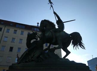 Statue of St. George and the Dragon in Berlin city