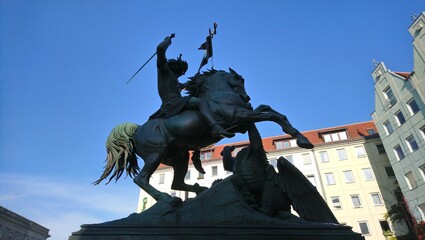 Statue of St. George and the Dragon in Berlin city