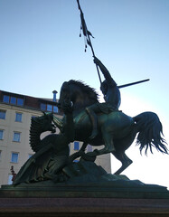 Statue of St. George and the Dragon in Berlin city