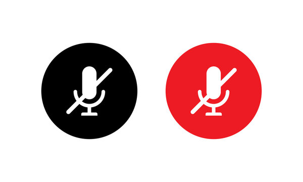 Mute Microphone Icon in Flat Style Isolated on White Background. No Mic Symbol Vector Illustration