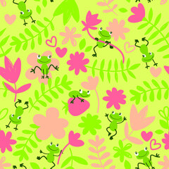 seamless pattern with small frogs 