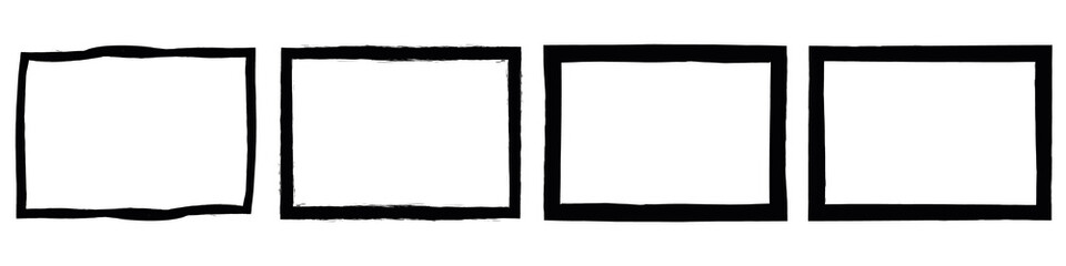 Set of grunge style frames black on white background