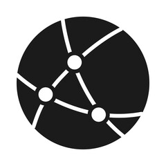 globe sphere with network dots, silhouette style