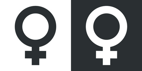 Female sex vector icon isolated on white background and black background.