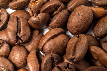 Coffee beans as background texture close-up.