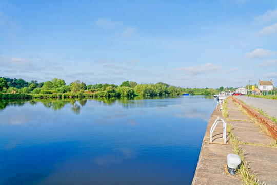 Spring morning on the River Trent quayside at Gunthorpe Nottingham.