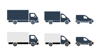 Deurstickers Cargo truck and van icon with different body variations  - vector car silhouette © Dmitry Kovalchuk