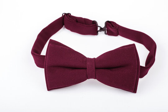 Burgundy Bow Tie Isolated On White Background