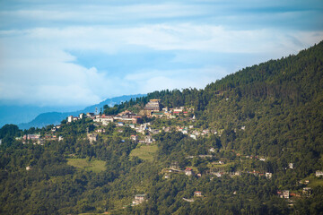 Fototapeta na wymiar panoramic View of Rumtek monastery on a hill top