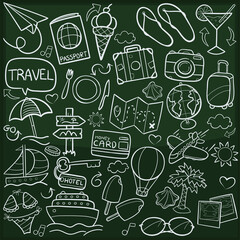 Travel Trip Doodle Icon Chalkboard Sketch