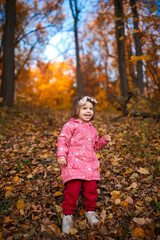 little girl in autumn park