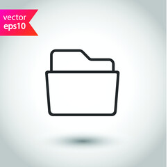 Folder vector icon. Linear folder flat sign design. Thin folder icon. EPS 10 flat symbol pictogram