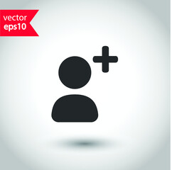 Fototapeta premium Add friend vector icon. Add or remove member flat sign design. Add person social sign. Studio background. EPS 10 symbol pictogram
