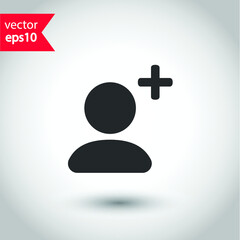 Obraz premium Add friend vector icon. Add or remove member flat sign design. Add person social sign. Studio background. EPS 10 symbol pictogram