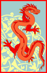 chinese red dragon on background