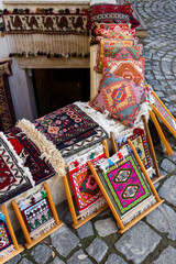 National carpets with Caucasian patterns are for sale in the old town