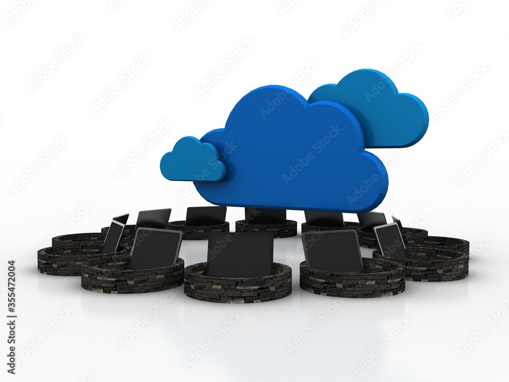 Poster 3d rendering cloud computer network