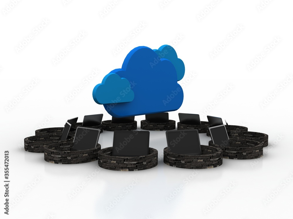 Poster 3d rendering cloud computer network