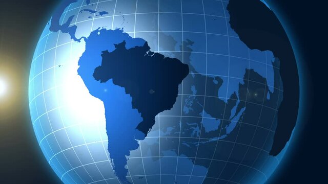 Brazil. Zooming into Brazil on the globe.