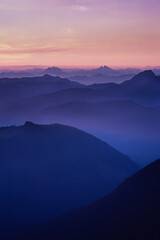 Evening Light on the Candian Rockies from Mount Baker