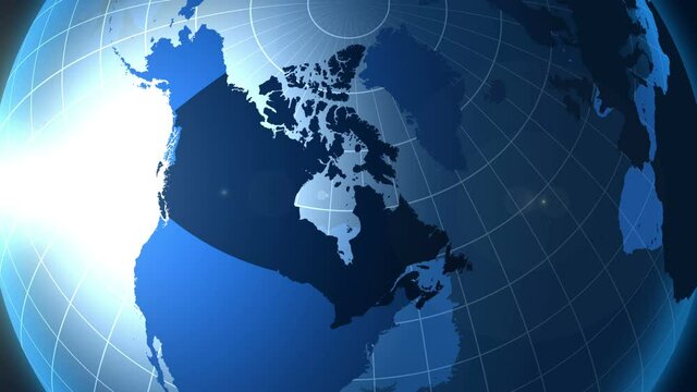 Canada. Zooming into Canada on the globe.