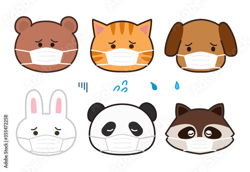 マスクをする動物 辛い表情のイラスト Wall Mural Wallpaper Murals Kikuko マスクをする動物 辛い表情のイラスト Wall Mural Wallpaper Murals Kikuko