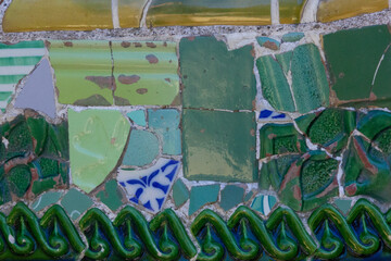 Broken green glass background texture, ceramic tile