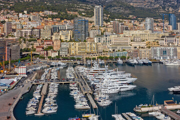 Naklejka premium Monaco marina sea view, France, Monaco and Monte Carlo principality