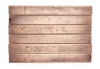 aged wooden board on white background