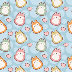 Obraz premium fox kawaii silhouette seamless pattern background, Vector illustration