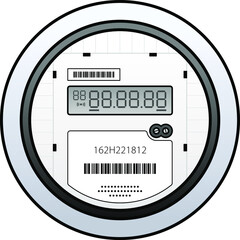 A smart / digital IoT household electricity / power meter with a 1-line LCD.