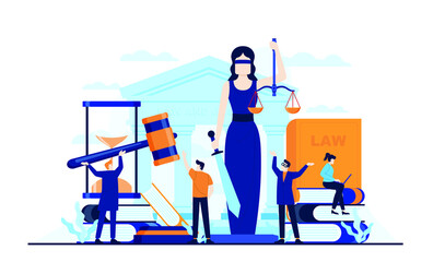 law and justice study and reporting news vector illustration concept template background can be use for presentation web banner UI UX landing page